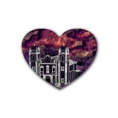 Fantasy Tropical Cityscape Aerial View Heart Coaster (4 Pack)  by dflcprints