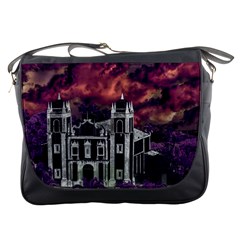 Fantasy Tropical Cityscape Aerial View Messenger Bags by dflcprints