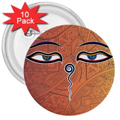 Face Eye 3  Buttons (10 pack) 