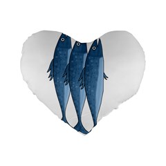 Mackerel Standard 16  Premium Heart Shape Cushions by Valentinaart