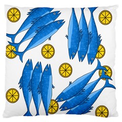 Mackerel Meal 2 Large Flano Cushion Case (two Sides) by Valentinaart