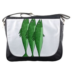 Mackerel - Green Messenger Bags by Valentinaart