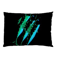 Green Fish Pillow Case (two Sides) by Valentinaart