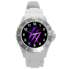 Purple Fish Round Plastic Sport Watch (l) by Valentinaart