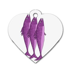 Mackerel - Magenta Dog Tag Heart (two Sides) by Valentinaart
