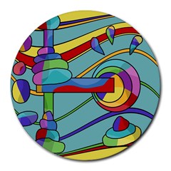 Abstract Machine Round Mousepads by Valentinaart