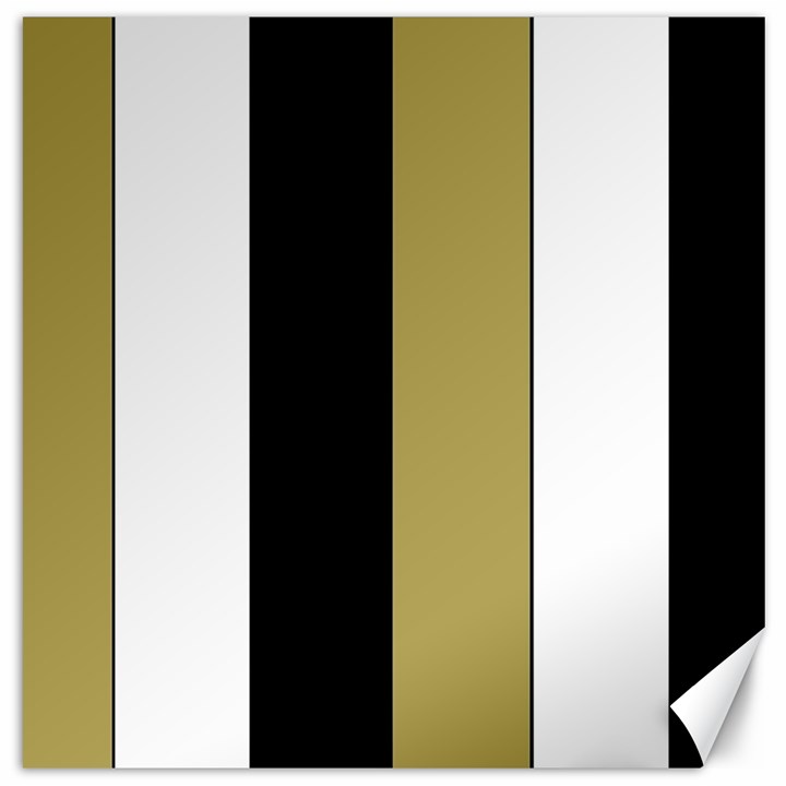 Black Brown Gold White Stripes Elegant Festive Stripe Pattern Canvas 12  x 12  