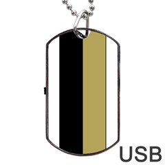 Black Brown Gold White Stripes Elegant Festive Stripe Pattern Dog Tag Usb Flash (two Sides) 