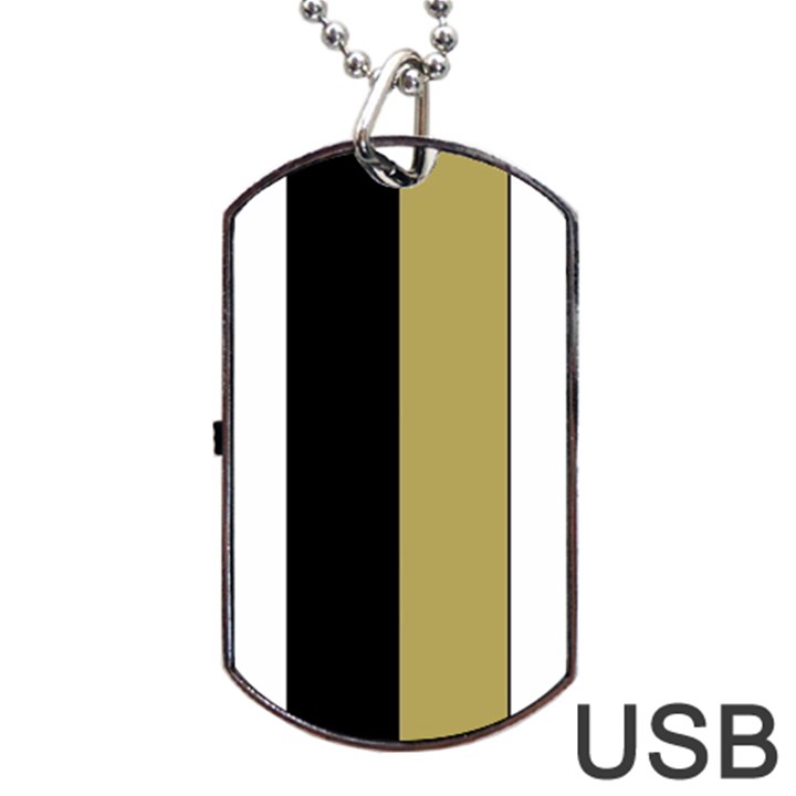 Black Brown Gold White Stripes Elegant Festive Stripe Pattern Dog Tag USB Flash (Two Sides) 