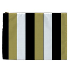 Black Brown Gold White Stripes Elegant Festive Stripe Pattern Cosmetic Bag (xxl) 