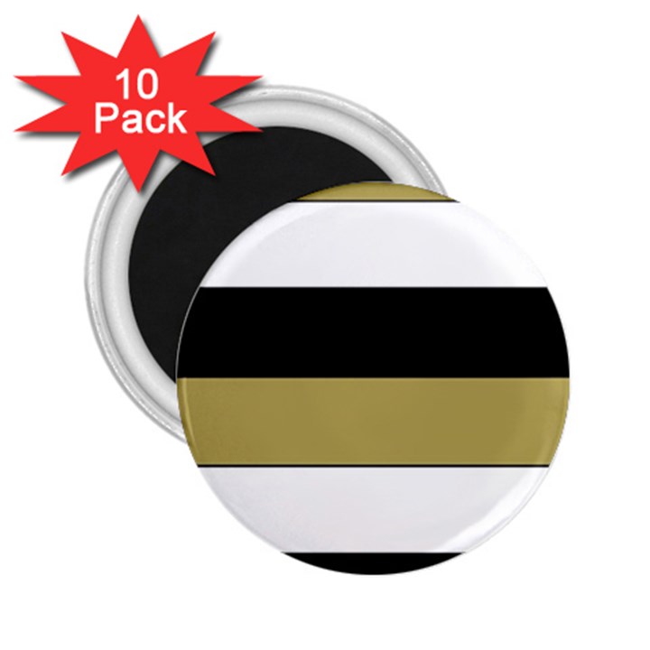 Black Brown Gold White Horizontal Stripes Elegant 8000 Sv Festive Stripe 2.25  Magnets (10 pack) 