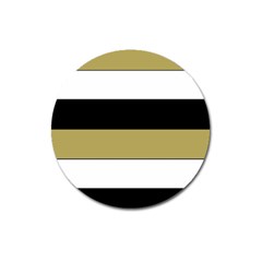 Black Brown Gold White Horizontal Stripes Elegant 8000 Sv Festive Stripe Magnet 3  (round) by yoursparklingshop
