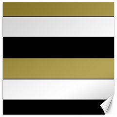 Black Brown Gold White Horizontal Stripes Elegant 8000 Sv Festive Stripe Canvas 20  X 20   by yoursparklingshop