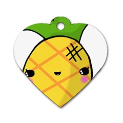 Kawaii Pineapple Dog Tag Heart (two Sides) by CuteKawaii1982