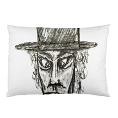 Man With Hat Head Pencil Drawing Illustration Pillow Case by dflcprints