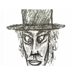 Man With Hat Head Pencil Drawing Illustration Double Sided Flano Blanket (medium)  by dflcprints