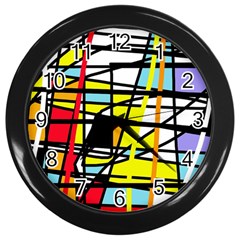 Casual Abstraction Wall Clocks (black) by Valentinaart