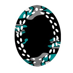 Cyan Creativity Oval Filigree Ornament (2-side)  by Valentinaart