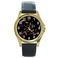 Colorful Twist Round Gold Metal Watch by Valentinaart