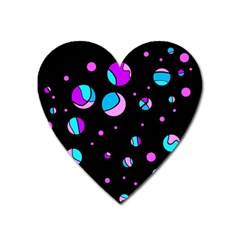 Blue And Purple Dots Heart Magnet by Valentinaart