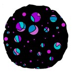 Blue and purple dots Large 18  Premium Round Cushions Back