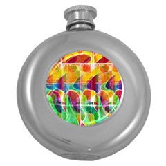 Abstract Sunrise Round Hip Flask (5 Oz) by Valentinaart