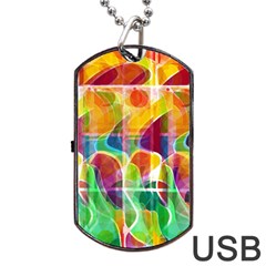 Abstract Sunrise Dog Tag Usb Flash (one Side) by Valentinaart