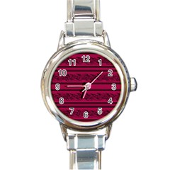 Red barbwire pattern Round Italian Charm Watch