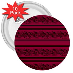 Red barbwire pattern 3  Buttons (10 pack) 