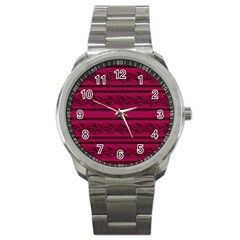 Red barbwire pattern Sport Metal Watch