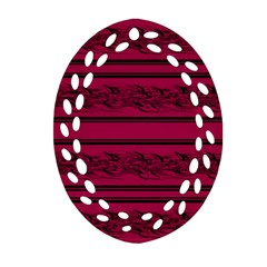 Red barbwire pattern Oval Filigree Ornament (2-Side) 