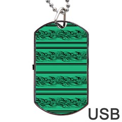 Green Barbwire Dog Tag Usb Flash (two Sides)  by Valentinaart
