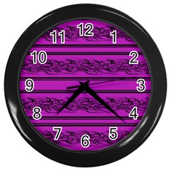 Magenta Barbwire Wall Clocks (black) by Valentinaart