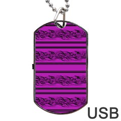 Magenta Barbwire Dog Tag Usb Flash (two Sides)  by Valentinaart