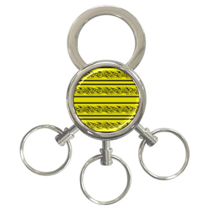 Yellow barbwire 3-Ring Key Chains