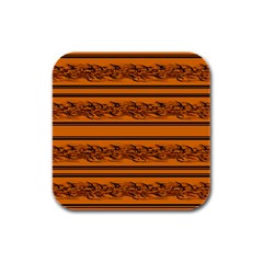 Orange Barbwire Pattern Rubber Square Coaster (4 Pack)  by Valentinaart