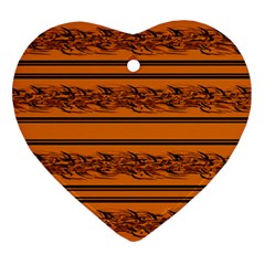 Orange Barbwire Pattern Heart Ornament (2 Sides) by Valentinaart