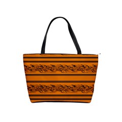 Orange Barbwire Pattern Shoulder Handbags by Valentinaart