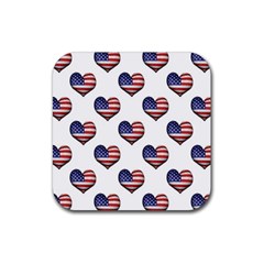 Usa Grunge Heart Shaped Flag Pattern Rubber Coaster (square)  by dflcprints