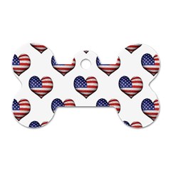 Usa Grunge Heart Shaped Flag Pattern Dog Tag Bone (one Side) by dflcprints