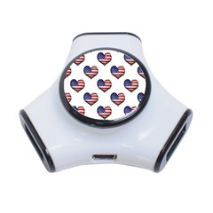 Usa Grunge Heart Shaped Flag Pattern 3-port Usb Hub by dflcprints