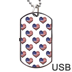 Usa Grunge Heart Shaped Flag Pattern Dog Tag Usb Flash (two Sides)  by dflcprints