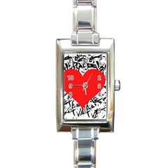 Red Valentine 2 Rectangle Italian Charm Watch by Valentinaart