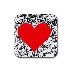 Red Valentine 2 Rubber Coaster (square)  by Valentinaart