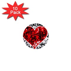 Red Hart - Graffiti Style 1  Mini Buttons (10 Pack)  by Valentinaart