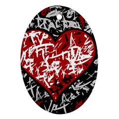 Red Graffiti Style Hart  Ornament (oval)  by Valentinaart