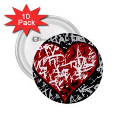 Red Graffiti Style Hart  2 25  Buttons (10 Pack)  by Valentinaart