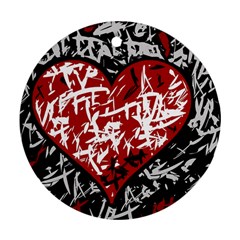 Red Graffiti Style Hart  Round Ornament (two Sides)  by Valentinaart