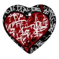 Red Graffiti Style Hart  Heart Ornament (2 Sides) by Valentinaart