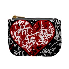 Red Graffiti Style Hart  Mini Coin Purses by Valentinaart